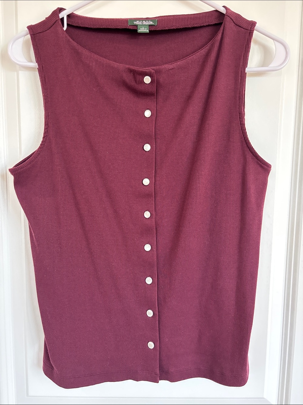 wild fable Ribbed Button-Front Tank in Berry